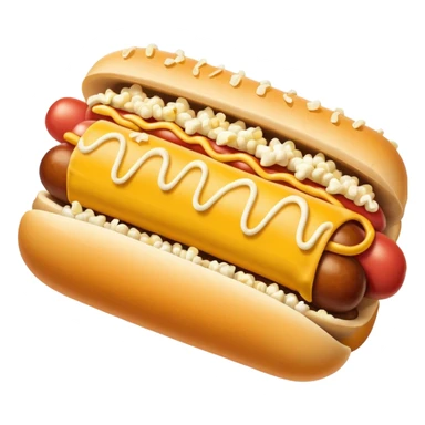 Merge an image of a popcorn kernwl with the graphical representaiton of the hotdog emoji. It can be bad and cringe sticker