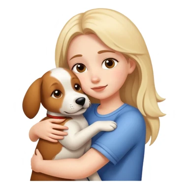 Girl hugging a dog sticker