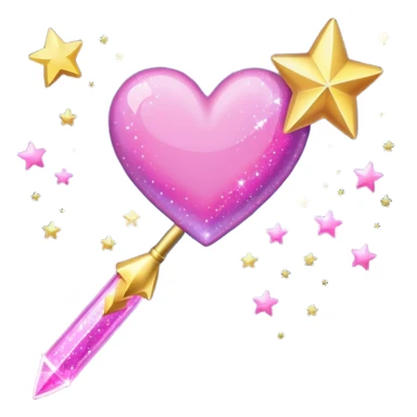wand with a shooting star pink heart instead of a star at the end of a wand emoji sticker