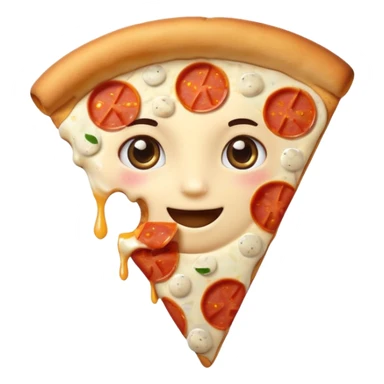 cute character emoji with sparkling eyes and a slice of pizza, expressing enjoyment sticker
