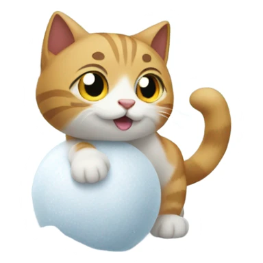 Cat making snowball sticker