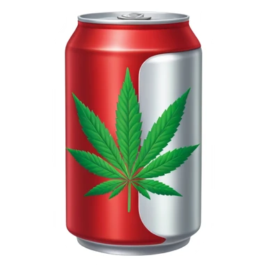 red soda can with a green cannabis leaf printed on it sticker