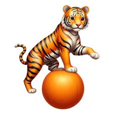 Vintage circus tiger on ball sticker