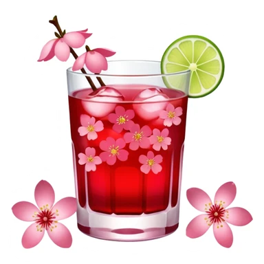 Realistic alcoholic drink, made with cherry blossom petals, grenadine and sour limes sticker