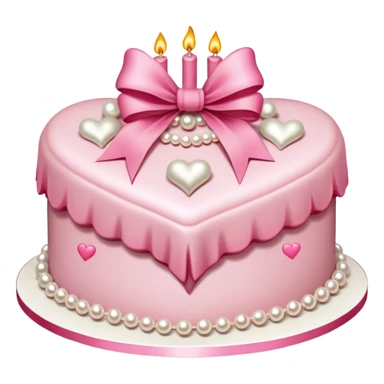 Vintage heart-shaped birthday cake with pink bows and pearls sticker