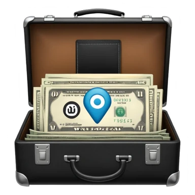 open wifi money bill filled briefcase sticker