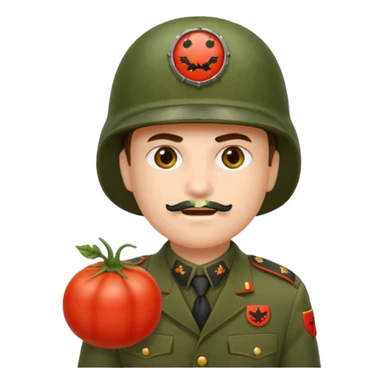 Eine Tomate mit Gesicht als Panzerkomandant sticker