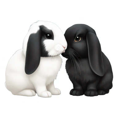 white lop eared bunny kissing black lop eared bunny sticker