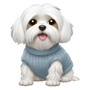 maltese dog wearing a sweater sticker