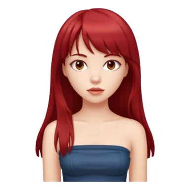 girl with long dark red hair and and bangs in a tube top sticker