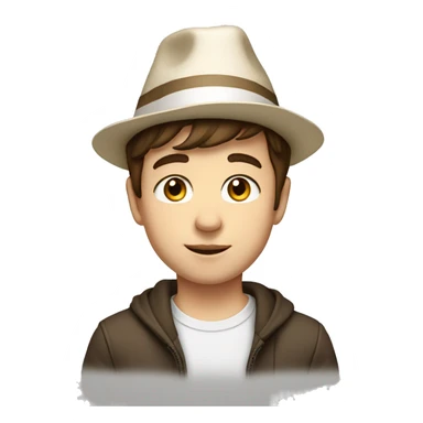 Young Boy, straight brown hair, brown eyes, white skin, birthday hat sticker