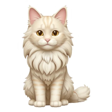 A 3D cartoon cream-white Maine Coon cat with thick fluffy fur, elegant posture, warm soft shadows, Memoji-style cinematic detail. full body or half body. sticker