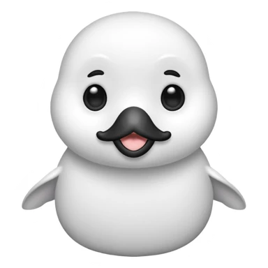 Crea una cría de foca arpa (conocida como whitecoat) descansando sobre el hielo.Es prácticamente una esfera perfecta de pelaje blanco y esponjoso.Tiene ojos oscuros, una nariz negra pequeña y bigotes largos que resaltan sobre su cara clara sticker