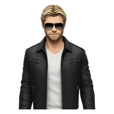 Chris Hemsworth wearing a black leather jacket sticker