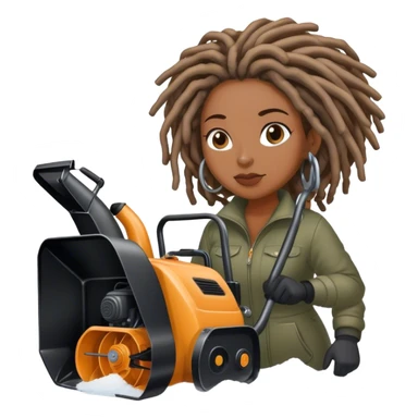 Black woman with locs snowblower  sticker