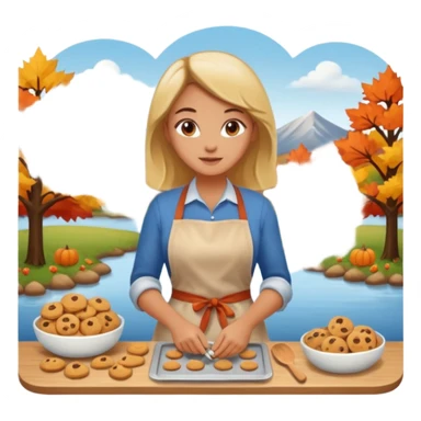 Woman baking fall cookies fall scenery sticker