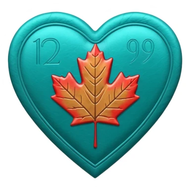 Teal heart with Canadian money sticker