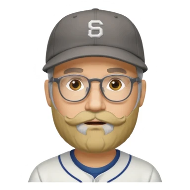 male full gray beard glasses and baseball cap sticker