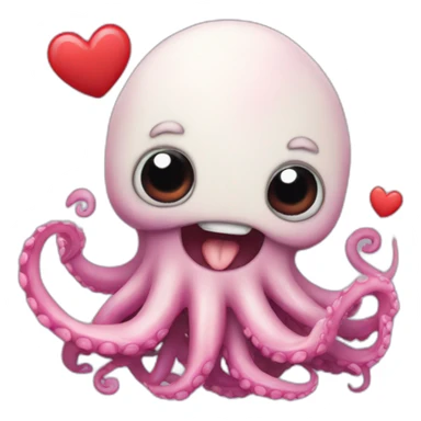 Cute crazy kraken making hearts  sticker