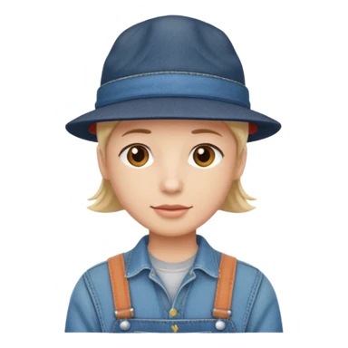 worker 1950 flat hat and overalls sticker