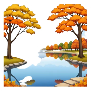 a park with a lake in autumn season sticker