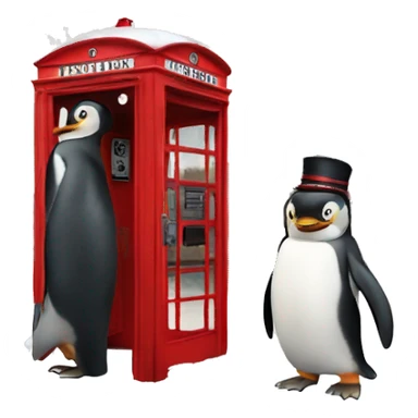 a penguin in a london phone box sticker