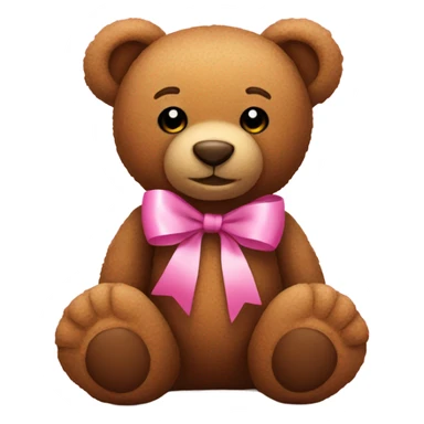 Brown teddy bear with pink ribbon sticker