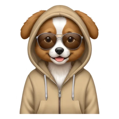 Dog wearing a hoodie and sunglasses sticker