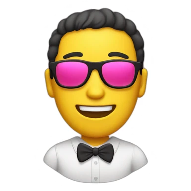 2D emoji, who is yellow male with Pink sunglasses with black  border sticker