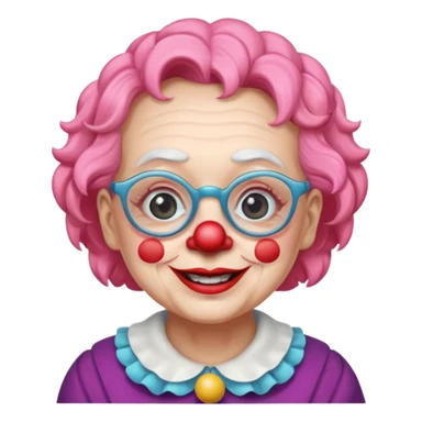 grandma clown with eyeglasses sticker