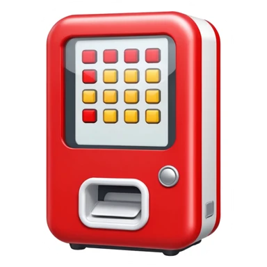 a red and white gacha machine sticker