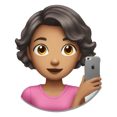girl taking mirror selfie holding phone short hair sticker