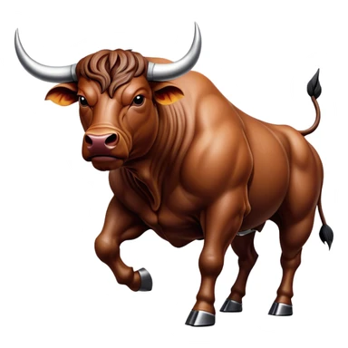 Cinematic Realistic depiction of a powerful Spanish charging bull, rendered with dynamic muscle definition and detailed, textured hide, set against a dramatic backdrop with intense, action-packed lighting sticker