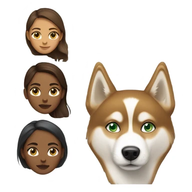 Brown woman with blue eyes with a golden Husky with green eyes sticker