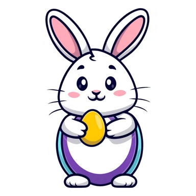 Easter bunny holding a decorated egg sticker