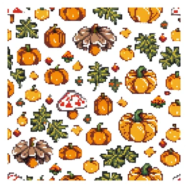 heart with mushroom and pumpkin patterns sticker