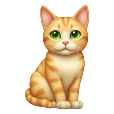 light orange/cream colored cat with green eyes and tipped left ear sitting down  sticker