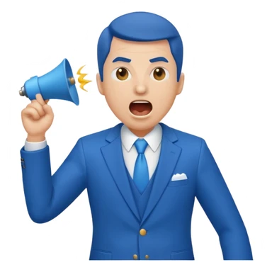 A blue Telegram emoji style of trump shouting sticker