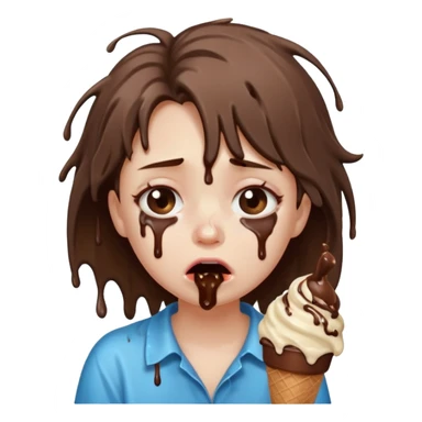 a crying girl with ice cream after heartbreak sticker