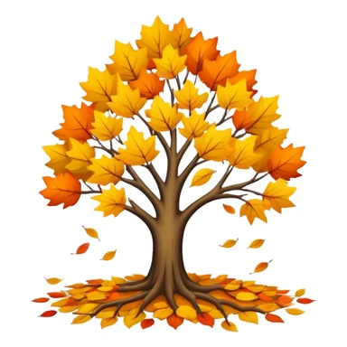 autumn tree with leafless falling  sticker
