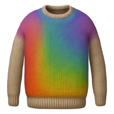 Knit sweater with rainbow design sticker
