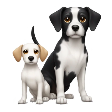 small black dog and small white dog with light brown spots  sticker