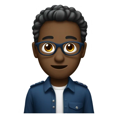 humano de óculos redondo preto, com camisa de cor azul marinho escrito TERCEIRO "C" sticker