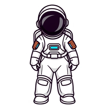 Futuristic female astronaut in a high-tech spacesuit, sleek helmet with reflective visor, detailed sci-fi armor, standing pose, science fiction aesthetic sticker
