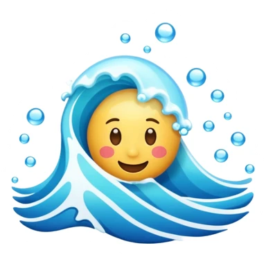 emoji of the sea, calm blue waves, sparkling water, isolated on white background, soft shadows, high detail, playful and cute. sticker