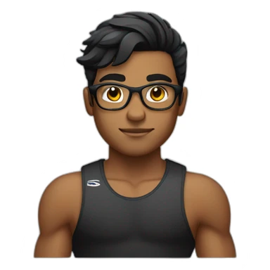 Boy Sri lankan MMA fighter with glases black and lisse hair sticker