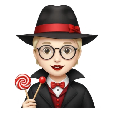 Vampire with lollipop, hat and glasses sticker