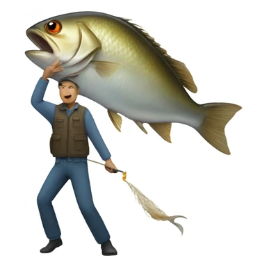Fish catching a person sticker