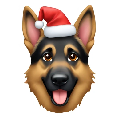 german shepherd with christmas hat sticker
