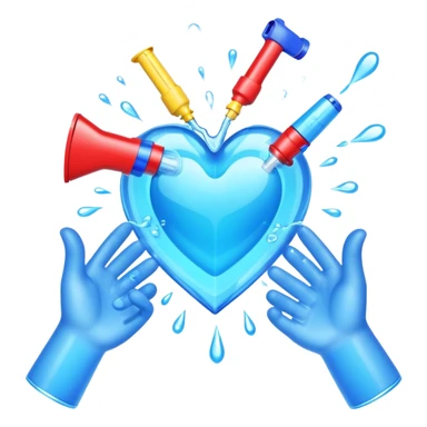 Water gun shooting through a heart made of handa sticker